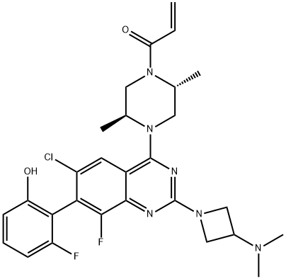 2098509-21-6 2-Propen-1-one, 1-[(2R,5S)-4-[6-chloro-2-[3-(dimethylamino)-1-azetidinyl]-8-fluoro-7-(2-fluoro-6-hydroxyphenyl)-4-quinazolinyl]-2,5-dimethyl-1-piperazinyl]-