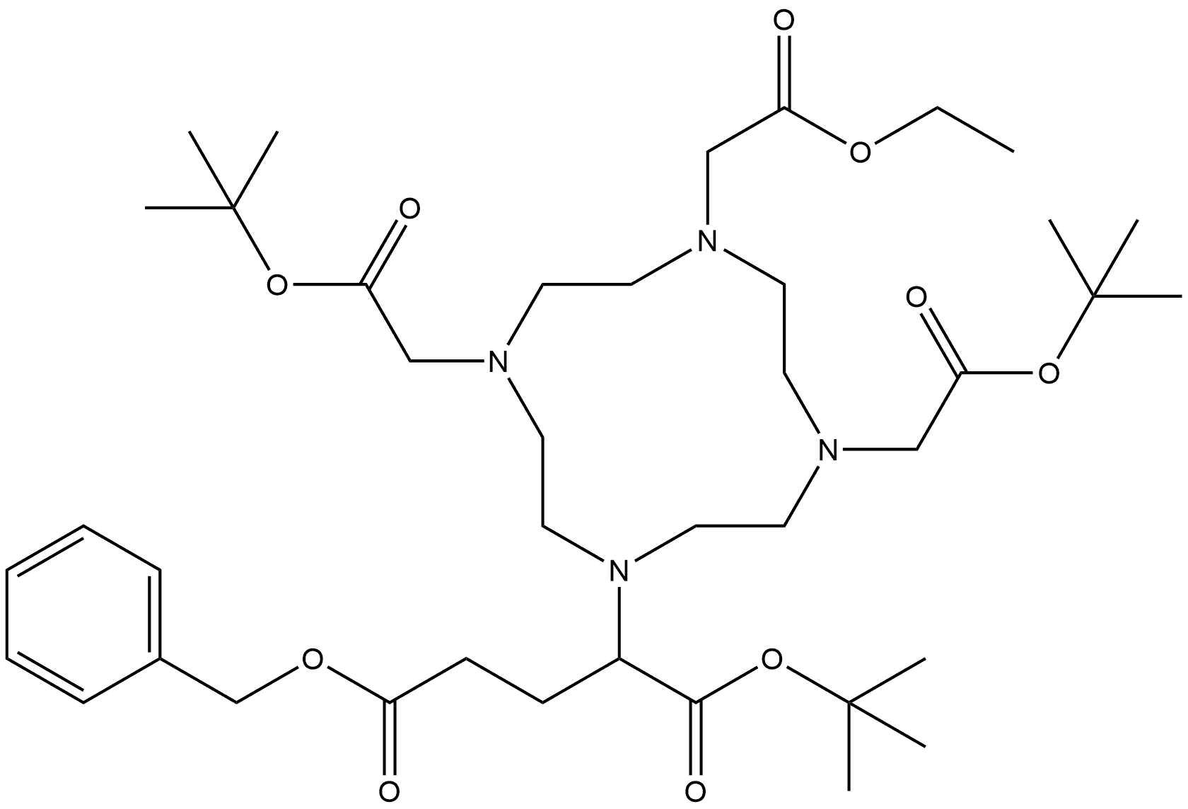 5-BENZYL 1-TERT-BUTYL 2-(4,10-BIS(2-(TERT-BUTOXY)-2-OXOETHYL)-7-(2-ETHOXY-2-OXOETHYL)-1,4,7,10-TETRAAZACYCLODODECAN-1-YL)PENTANEDIOATE,2100279-84-1,结构式