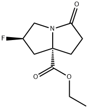 1H-Pyrrolizine-7a(5H)-carboxylic acid, 2-fluorotetrahydro-5-oxo-, ethyl ester, (2R,7aS)- Structure