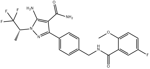 1H-Pyrazole-4-carboxamide, 5-amino-3-[4-[[(5-fluoro-2-methoxybenzoyl)amino]methyl]phenyl]-1-[(1R)-2,2,2-trifluoro-1-methylethyl]-|(R)-PIRTOBRUTINIB