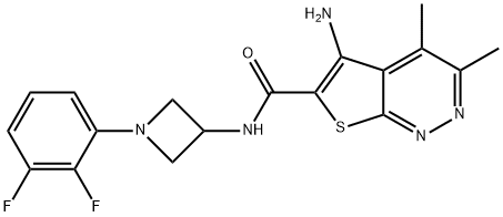 Thieno[2,3-c]pyridazine-6-carboxamide, 5-amino-N-[1-(2,3-difluorophenyl)-3-azetidinyl]-3,4-dimethyl-,2101737-32-8,结构式