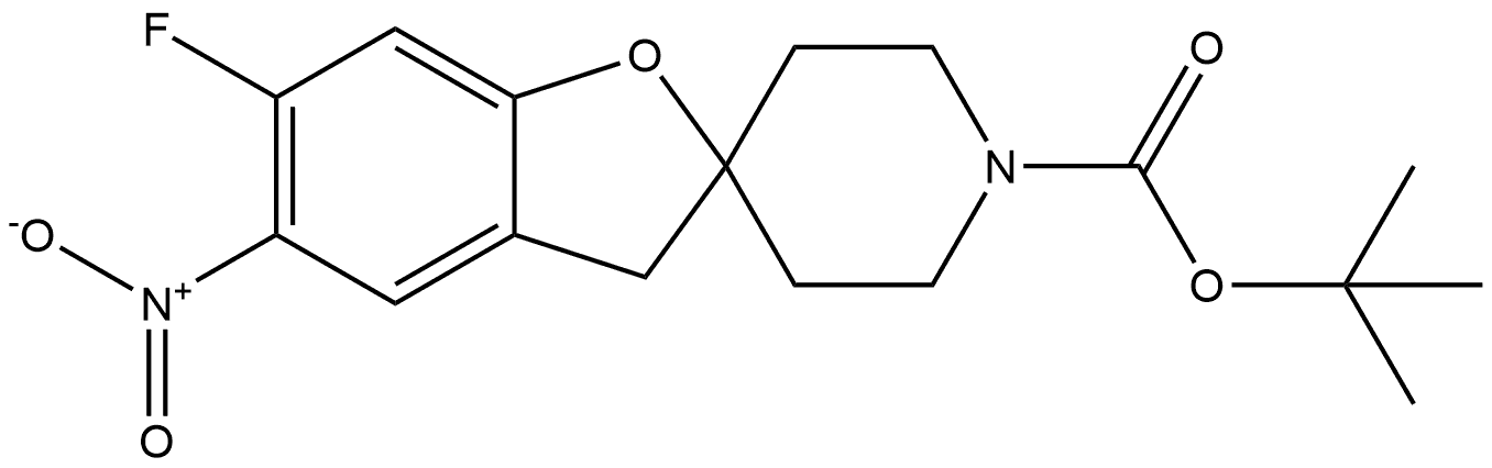 1,1-Dimethylethyl 6-fluoro-5-nitrospiro[benzofuran-2(3H),4′-piperidine]-1′-carboxylate 结构式