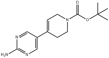1(2H)-Pyridinecarboxylic acid, 4-(2-amino-5-pyrimidinyl)-3,6-dihydro-, 1,1-dimethylethyl ester Struktur
