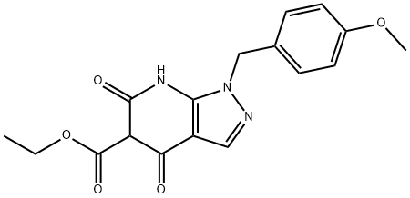 Ethyl 1-(4-methoxybenzyl)-4,6-dioxo-4,5,6,7-tetrahydro-1H-pyrazolo[3,4-b]pyridine-5-carboxylate 化学構造式