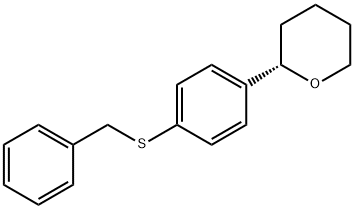 2H-Pyran, tetrahydro-2-[4-[(phenylmethyl)thio]phenyl]-, (2S)-,2107296-17-1,结构式