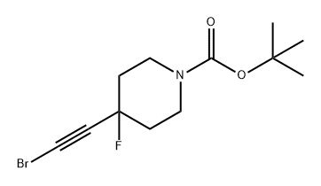 1-Piperidinecarboxylic acid, 4-(2-bromoethynyl)-4-fluoro-, 1,1-dimethylethyl ester 化学構造式