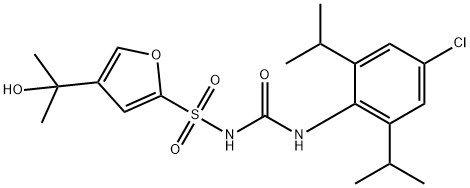 2-Furansulfonamide, N-[[[4-chloro-2,6-bis(1-methylethyl)phenyl]amino]carbonyl]-4-(1-hydroxy-1-methylethyl)- 化学構造式