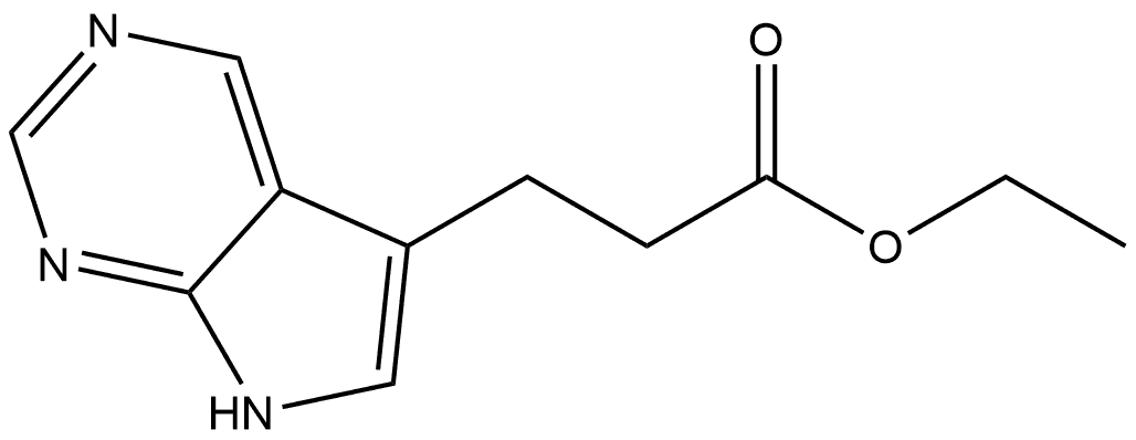 ethyl 3-(7H-pyrrolo[2,3-d]pyrimidin-5-yl)propanoate 化学構造式