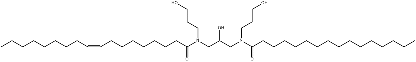 9-OCTADECENAMIDE, N-[2-HYDROXY-3-[(3-HYDROXYPROPYL)(1-OXOHEXADECYL)AMINO]PROPYL]-N-(3-HYDROXYPROPYL)-, (9Z)-, 211184-50-8, 结构式