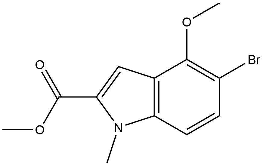 5-溴-4-甲氧基-1-甲基吲哚-2-甲酸甲酯 结构式