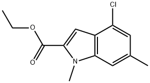 4-氯-1,6-二甲基-1H-吲哚-2-甲酸乙酯 结构式