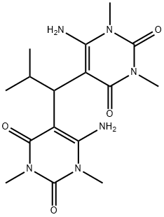 2,4(1H,3H)-Pyrimidinedione, 5,5'-(2-methylpropylidene)bis[6-amino-1,3-dimethyl- 化学構造式