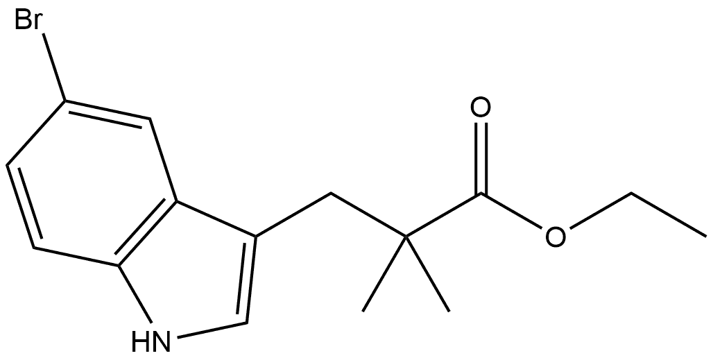 ethyl 3-(5-bromo-1H-indol-3-yl)-2,2-dimethylpropanoate 化学構造式