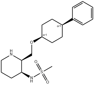 N-[顺式-2-[[(顺式-4-苯基环己基)氧基]甲基]-3-哌啶基]甲磺酰胺, 2114328-12-8, 结构式