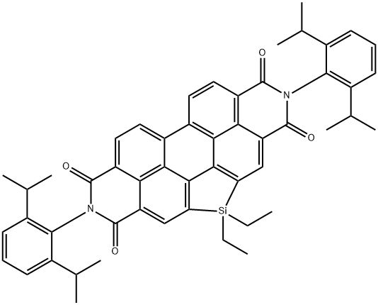 1H-Silolo[2',3',4',5':4,5]phenanthro[2,1,10-def:7,8,9-d'e'f']diisoquinoline-1,3,7,9(2H,5H,8H)-tetrone, 2,8-bis[2,6-bis(1-methylethyl)phenyl]-5,5-diethyl- 结构式