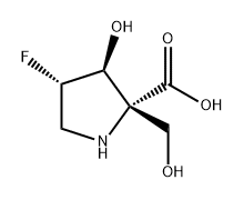 D-Proline, 4-fluoro-3-hydroxy-2-(hydroxymethyl)-, (3S,4S)- 化学構造式