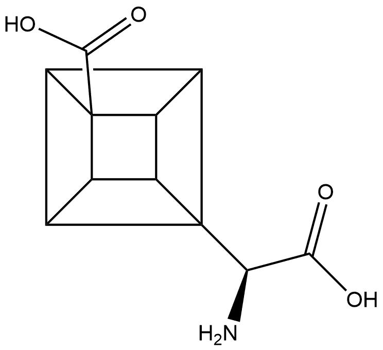 (S)-4-(Amino(carboxy)methyl)cubane-1-carboxylic acid 化学構造式