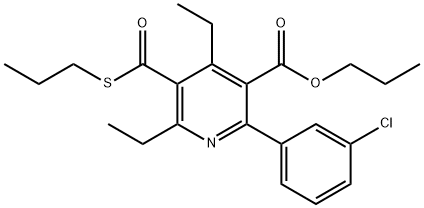 3-Pyridinecarboxylic acid, 2-(3-chlorophenyl)-4,6-diethyl-5-[(propylthio)carbonyl]-, propyl ester|化合物 T33505