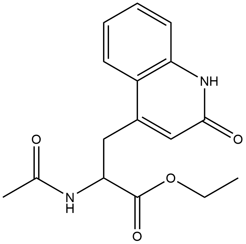 4-Quinolinepropanoic acid, α-(acetylamino)-1,2-dihydro-2-oxo-, ethyl ester Struktur