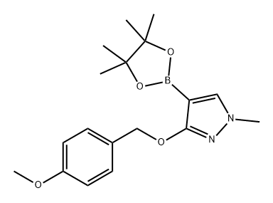 3-((4-甲氧基苄基)氧基)-1-甲基-4-(4,4,5,5-四甲基-1,3,2-二氧硼杂环戊烷-2-基)-1H-吡唑, 2127110-79-4, 结构式
