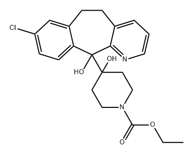 1-Piperidinecarboxylic acid, 4-(8-chloro-6,11-dihydro-11-hydroxy-5H-benzo[5,6]cyclohepta[1,2-b]pyridin-11-yl)-4-hydroxy-, ethyl ester 化学構造式