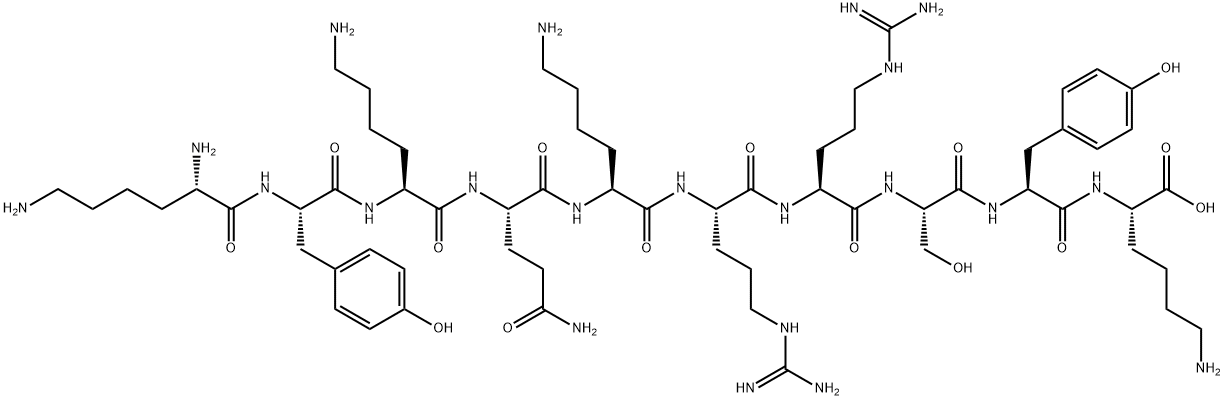 L-Lysine, L-lysyl-L-tyrosyl-L-lysyl-L-glutaminyl-L-lysyl-L-arginyl-L-arginyl-L-seryl-L-tyrosyl- Structure