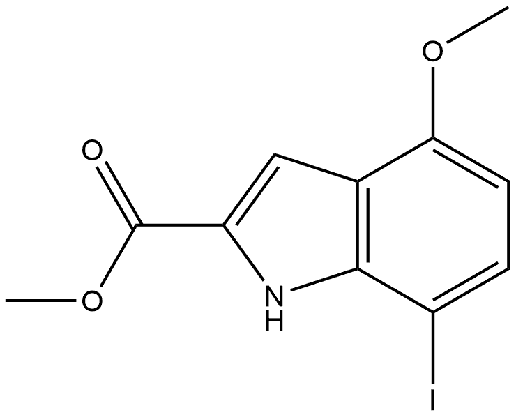 7-碘-4-甲氧基吲哚-2-甲酸甲酯 结构式