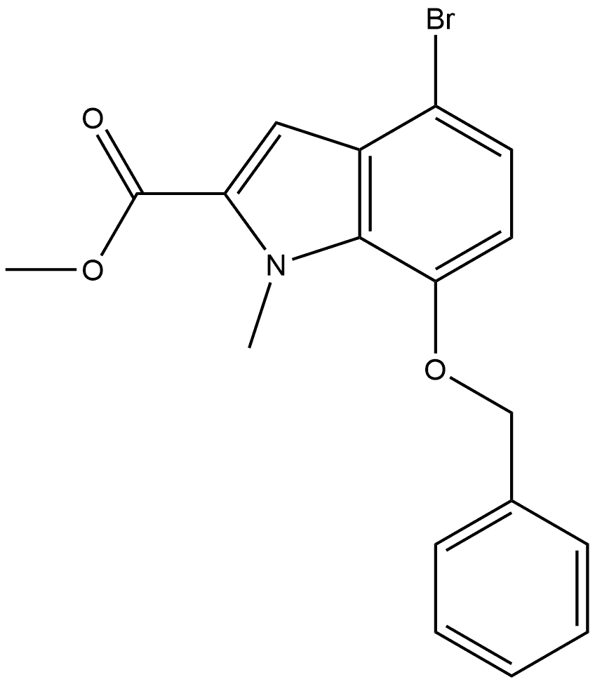 Methyl 7-(Benzyloxy)-4-bromo-1-methylindole-2-carboxylate 化学構造式