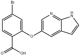 Benzoic acid, 4-bromo-2-(1H-pyrrolo[2,3-b]pyridin-5-yloxy)- Struktur