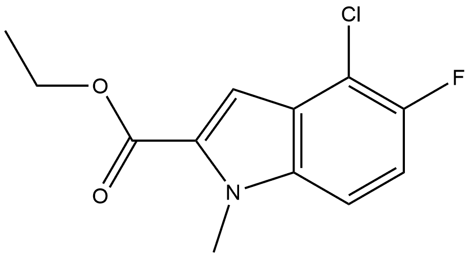 Ethyl 4-chloro-5-fluoro-1-methyl-1H-indole-2-carboxylate 化学構造式