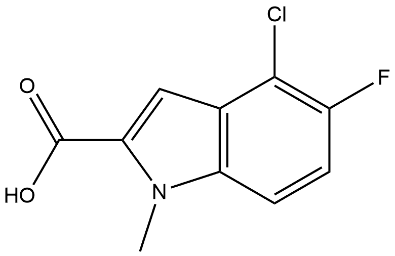 4-氯-5-氟-1-甲基吲哚-2-甲酸 结构式