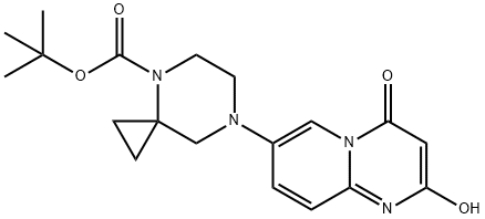 4,7-二氮杂螺[2.5]辛烷-4-羧酸,7-(2-羟基-4-氧基- 4H -吡啶[1,2-A]嘧啶-7-基)- 1,1-二甲基乙基酯 结构式