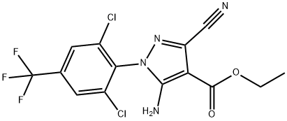 1H-Pyrazole-4-carboxylic acid, 5-amino-3-cyano-1-[2,6-dichloro-4-(trifluoromethyl)phenyl]-, ethyl ester
