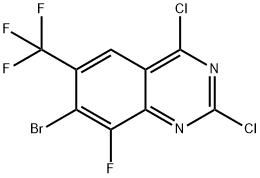 Quinazoline, 7-bromo-2,4-dichloro-8-fluoro-6-(trifluoromethyl)- 化学構造式