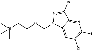 2-[(3-Bromo-6-chloro-5-iodopyrazolo[4,3-b]pyridin-1-yl)methoxy]ethyl-trimethylsilane Structure