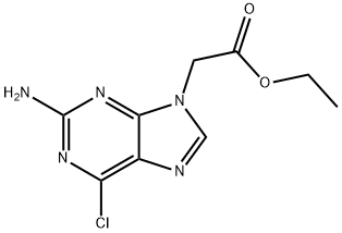 Ethyl 2-(2-amino-6-chloro-9H-purin-9-yl)acetate 化学構造式