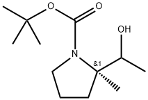 1-Pyrrolidinecarboxylic acid, 2-(1-hydroxyethyl)-2-methyl-, 1,1-dimethylethyl ester, (2R)- Struktur