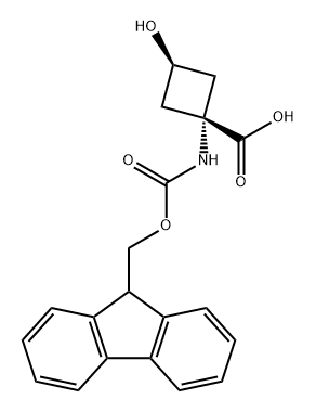 Cyclobutanecarboxylic acid, 1-[[(9H-fluoren-9-ylmethoxy)carbonyl]amino]-3-hydroxy-, cis- Struktur