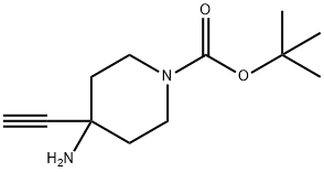 1-Piperidinecarboxylic acid, 4-amino-4-ethynyl-, 1,1-dimethylethyl ester 化学構造式