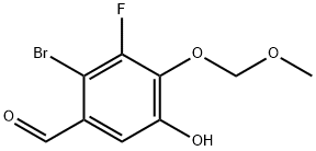 2-Bromo-3-fluoro-5-hydroxy-4-(methoxymethoxy)benzaldehyde Struktur