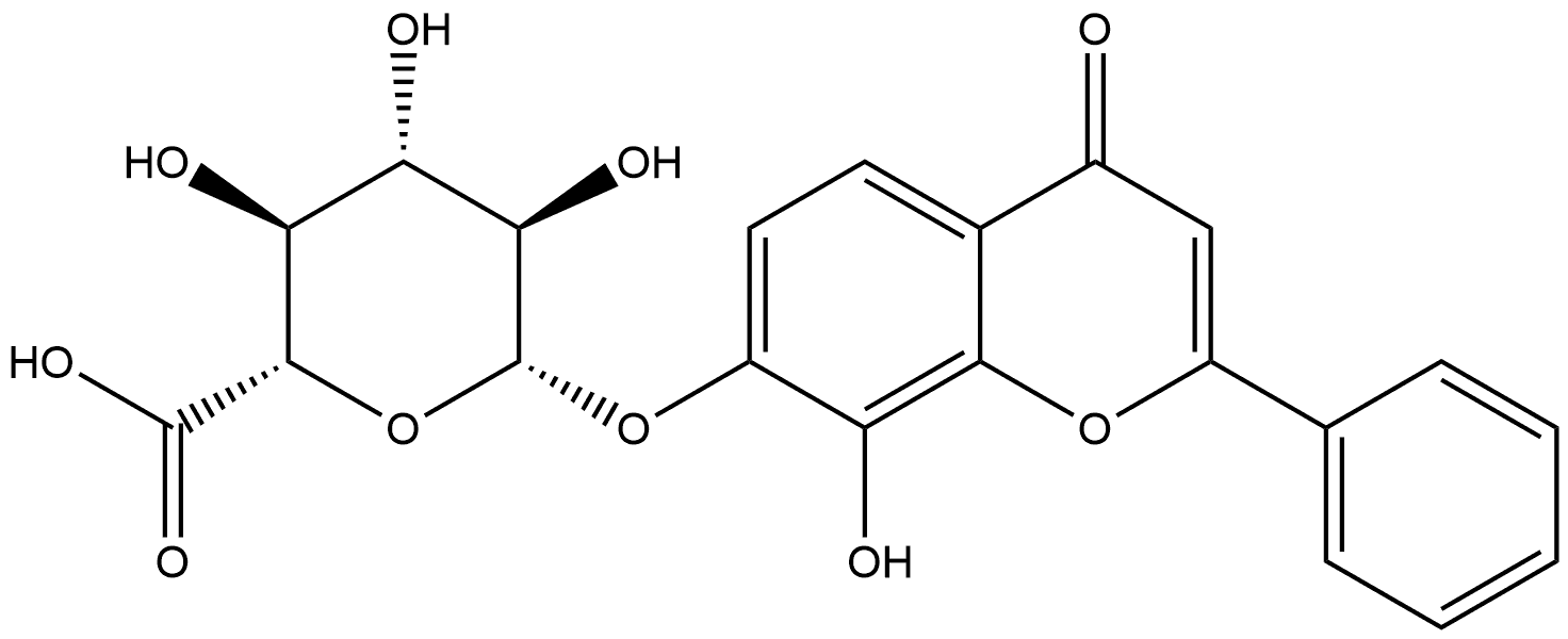 β-D-Glucopyranosiduronic acid, 8-hydroxy-4-oxo-2-phenyl-4H-1-benzopyran-7-yl Structure