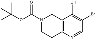 1,6-Naphthyridine-6(5H)-carboxylic acid, 3-bromo-7,8-dihydro-4-hydroxy-, 1,1-dimethylethyl ester 化学構造式