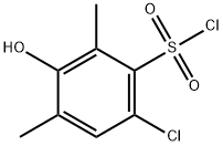 6-chloro-3-hydroxy-2,4-dimethylbenzene-1-sulfonyl chloride Struktur