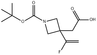 2-{1-[(tert-butoxy)carbonyl]-3-(1-fluoroethenyl)azetidin-3-yl}acetic acid Struktur