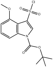 3-(氯磺酰基)-4-甲氧基-1H-吲哚-1-羧酸叔丁酯 结构式