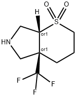 REL-(4AR,7AR)-4A-(三氟甲基)八氢噻吩并[2,3-C]吡咯1,1-二氧化物, 2138181-01-6, 结构式