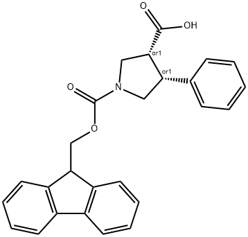 1,3-Pyrrolidinedicarboxylic acid, 4-phenyl-, 1-(9H-fluoren-9-ylmethyl) ester, (3R,4R)-rel- Structure