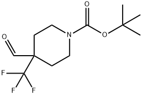 4-甲酰基-4-(三氟甲基)哌啶-1-羧酸叔丁酯 结构式