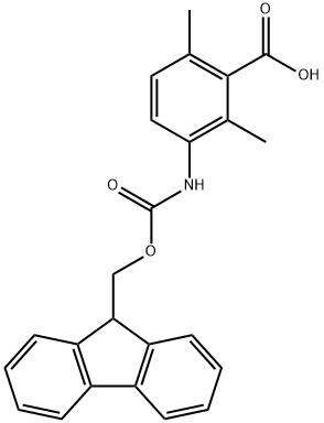 3-({[(9H-fluoren-9-yl)methoxy]carbonyl}amino)-2,6 -dimethylbenzoic acid Struktur