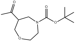 1,4-Oxazepine-4(5H)-carboxylic acid, 6-acetyltetrahydro-, 1,1-dimethylethyl ester Structure